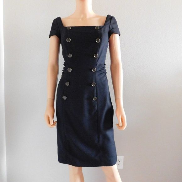 DIANE von FURSTENBERG Black Wool Dress S M - Picture 1 of 4